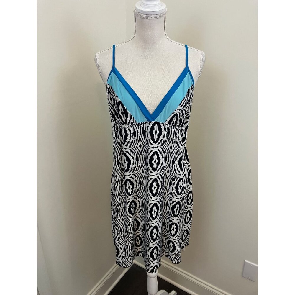 Secret Treasures Lingerie White Black Print Blue Trim Size XL